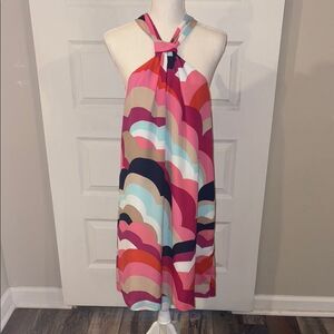Trina Turk Multicolor Geometric Print Halter Shift Dress